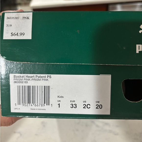 Brand New Puma Basket Heart Patent Preschool,  US Size 2/2.5/3 - Picture 5 of 8